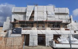 Façade sud de l'Hôtel de la Mer pendant les travaux